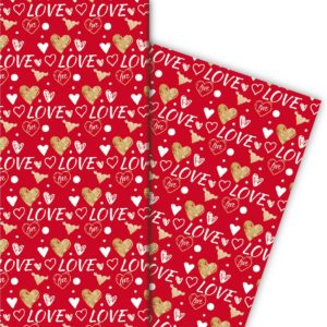 Kartenkaufrausch: Romantisches Liebes Geschenkpapier mit aus unserer Liebes Papeterie in rot