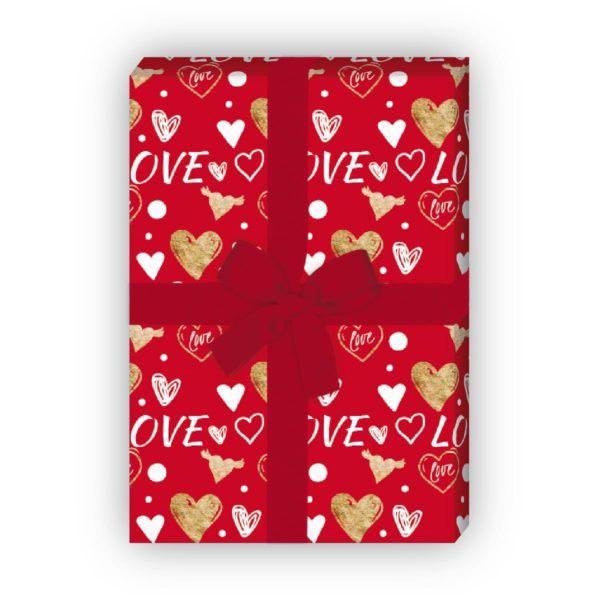 Kartenkaufrausch: Romantisches Liebes Geschenkpapier mit aus unserer Liebes Papeterie in rot