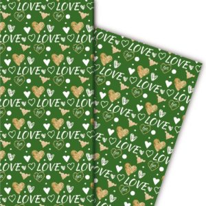 Kartenkaufrausch: Romantisches Liebes Geschenkpapier mit aus unserer Liebes Papeterie in grün