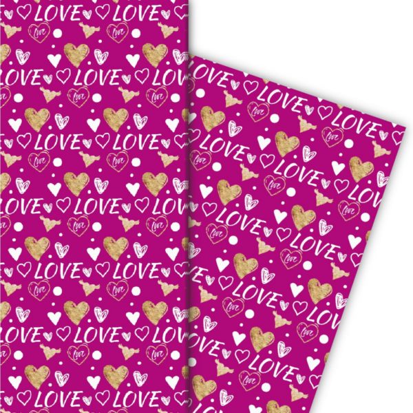 Kartenkaufrausch: Romantisches Liebes Geschenkpapier mit aus unserer Liebes Papeterie in rosa