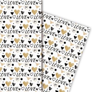 Kartenkaufrausch: Romantisches Liebes Geschenkpapier mit aus unserer Liebes Papeterie in schwarz