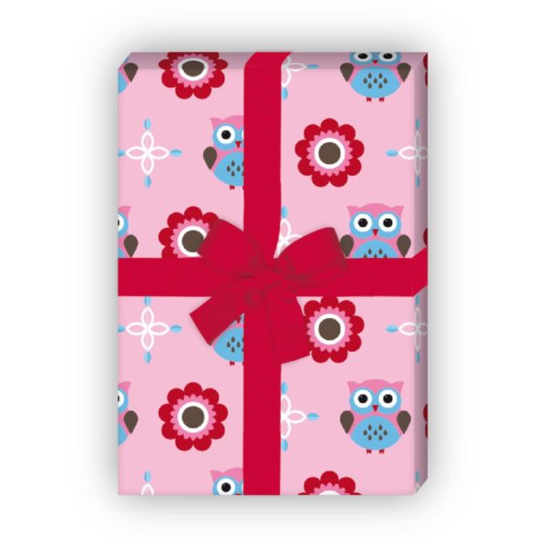 Kartenkaufrausch: Süßes Geschenkpapier mit Eulen, aus unserer Kinder Papeterie in rosa