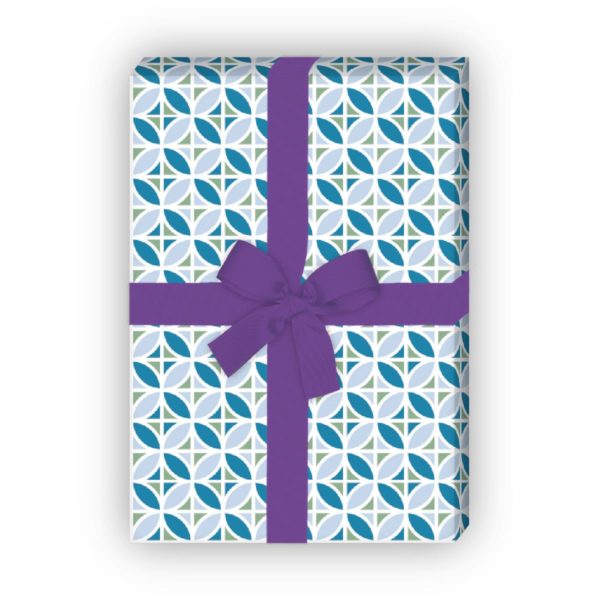 Kartenkaufrausch: Florales Retro Geschenkpapier mit aus unserer Geburtstags Papeterie in blau