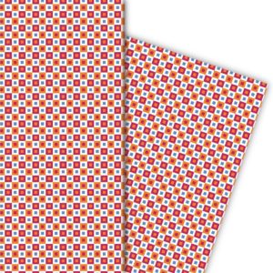 Kartenkaufrausch: Geometrisches Retro Geschenkpapier mit aus unserer Design Papeterie in orange