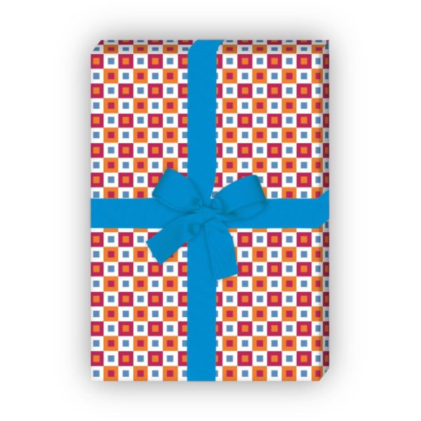 Kartenkaufrausch: Geometrisches Retro Geschenkpapier mit aus unserer Design Papeterie in orange