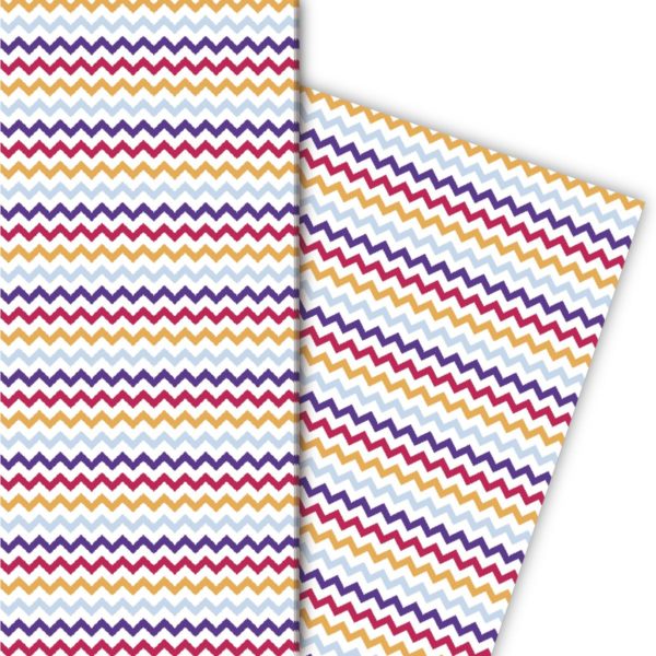 Kartenkaufrausch: Fröhliches Geschenkpapier mit Zickzack aus unserer Design Papeterie in multicolor