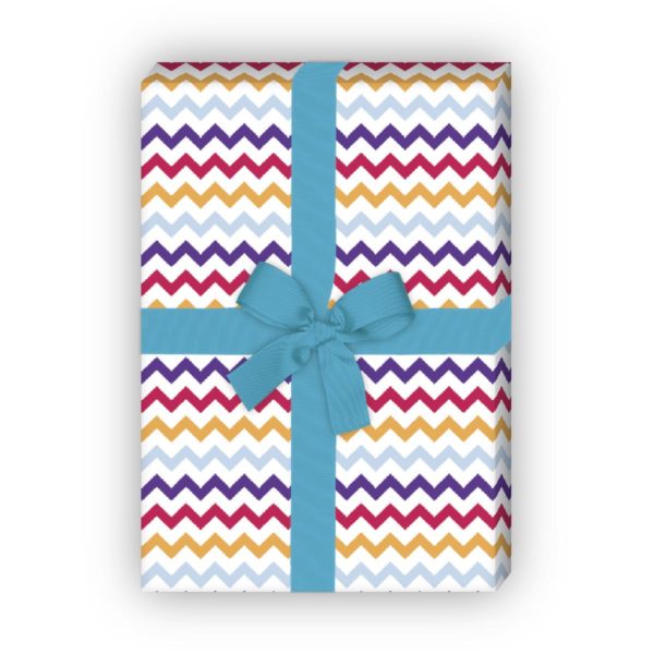 Kartenkaufrausch: Fröhliches Geschenkpapier mit Zickzack aus unserer Design Papeterie in multicolor