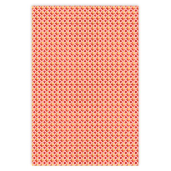 Kultiges Geschenkpapier mit Retro Muster, rot, gelb