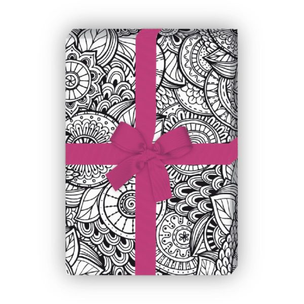 Kartenkaufrausch: Designer Geschenkpapier mit Blüten, aus unserer Geburtstags Papeterie in weiß