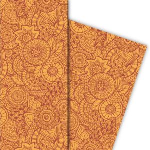Kartenkaufrausch: Designer Geschenkpapier mit Blüten, aus unserer Geburtstags Papeterie in orange