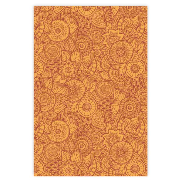 Designer Geschenkpapier mit Blüten, orange