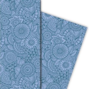 Kartenkaufrausch: Designer Geschenkpapier mit Blüten, aus unserer Geburtstags Papeterie in blau