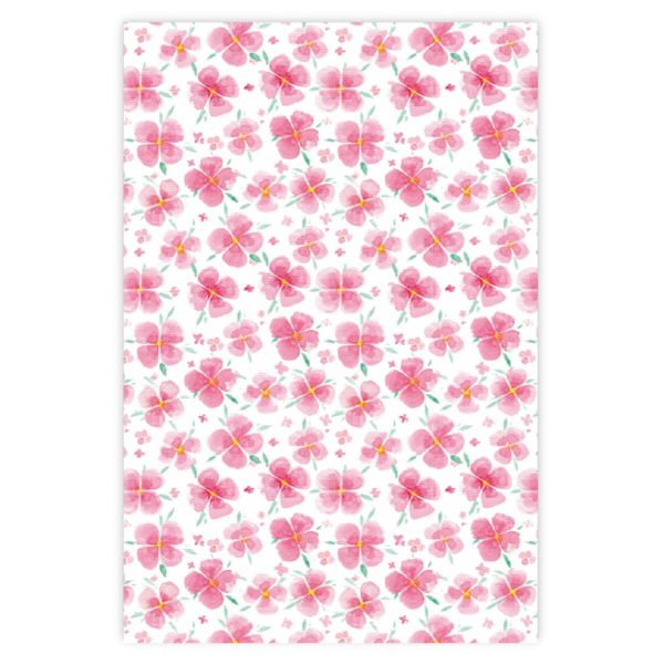 Schönes rosa Glücks Geschenkpapier mit Blüten
