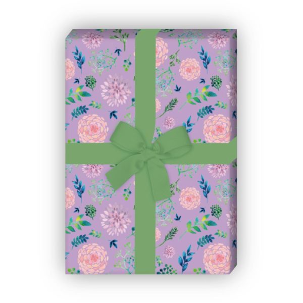 Kartenkaufrausch: Wunderschönes Blüten Geschenkpapier mit aus unserer florale Papeterie in lila