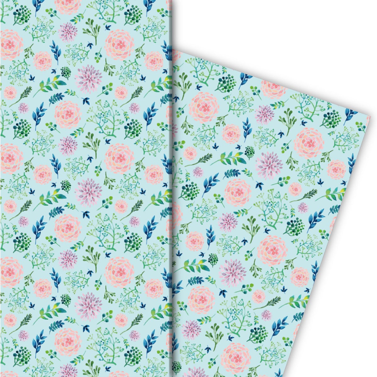 Kartenkaufrausch: Wunderschönes Blüten Geschenkpapier mit aus unserer florale Papeterie in blau
