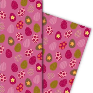 Kartenkaufrausch: Kunterbuntes Oster Geschenkpapier mit aus unserer Oster Papeterie in rosa