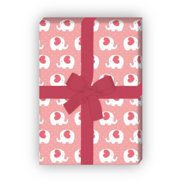 Kartenkaufrausch: Herziges Elefanten Geschenkpapier für aus unserer Baby Papeterie in rosa