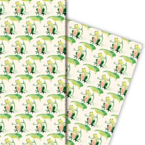 Kartenkaufrausch: Lustiges Frosch Geschenkpapier auf aus unserer Tier Papeterie in hell gelb