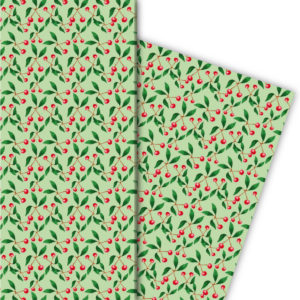 Kartenkaufrausch: Edles sommerliches Kirsch Geschenkpapier aus unserer Designer Papeterie in grün