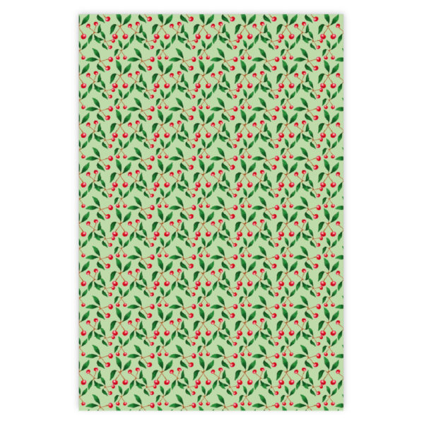 Edles sommerliches Kirsch Geschenkpapier auf grün