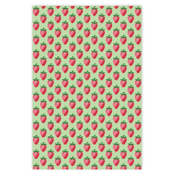 Leckeres Sommer Geschenkpapier mit Erdbeeren auf grün