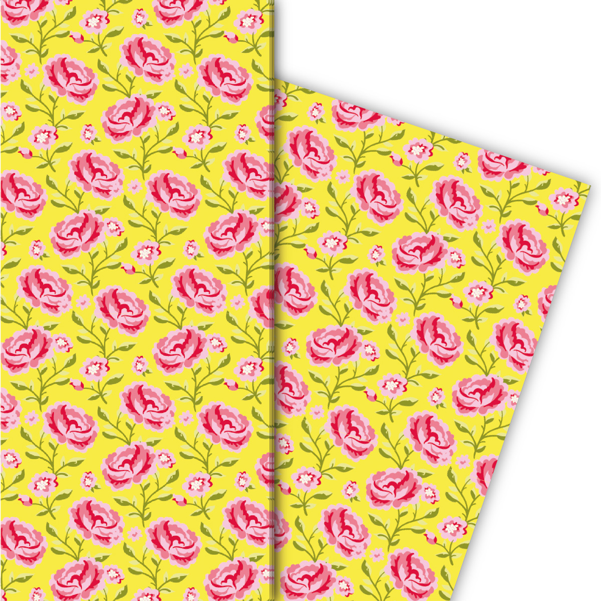 Kartenkaufrausch: Klassisches shabby chic Geschenkpapier aus unserer florale Papeterie in gelb