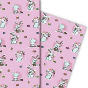 Kartenkaufrausch: Komisches Oster Geschenkpapier mit aus unserer Oster Papeterie in rosa
