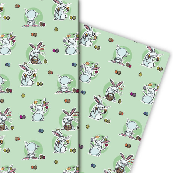 Kartenkaufrausch: Komisches Oster Geschenkpapier mit aus unserer Oster Papeterie in grün