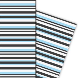 Kartenkaufrausch: Trend Designer Streifen Geschenkpapier aus unserer Design Papeterie in hellblau