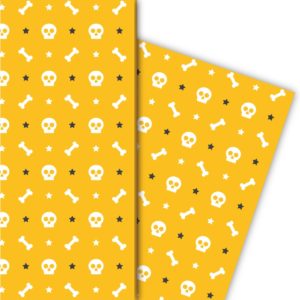 Kartenkaufrausch: Cooles Halloween Geschenkpapier mit aus unserer Halloween Papeterie in gelb