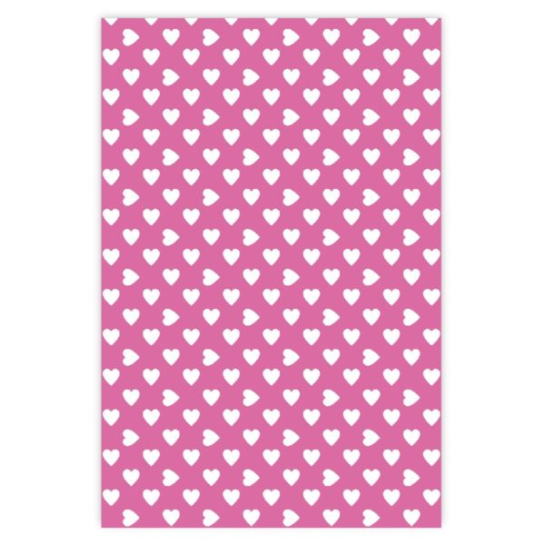 Romantisches Geschenkpapier mit großen Herzen weiß auf rosa