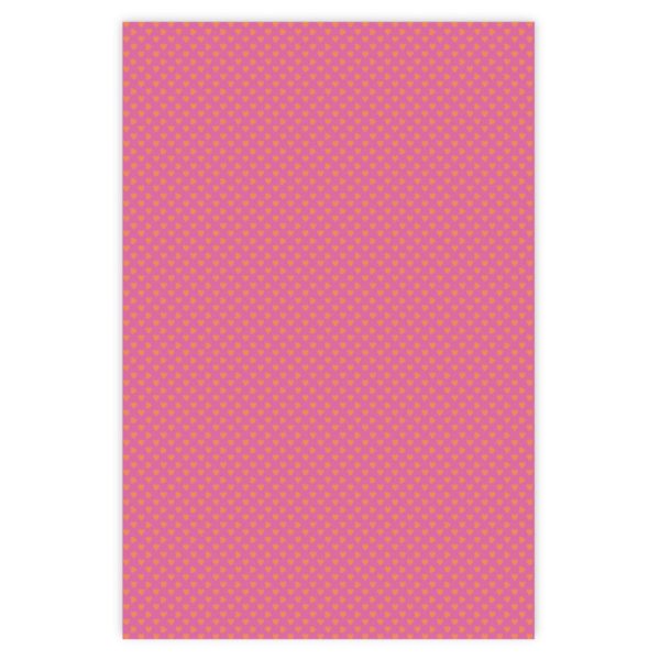 Romantisches Geschenkpapier mit kleinen Herzen orange auf rosa
