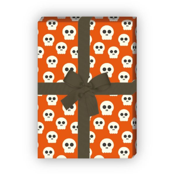 Kartenkaufrausch: Gruseliges Halloween Geschenkpapier mit aus unserer Halloween Papeterie in orange