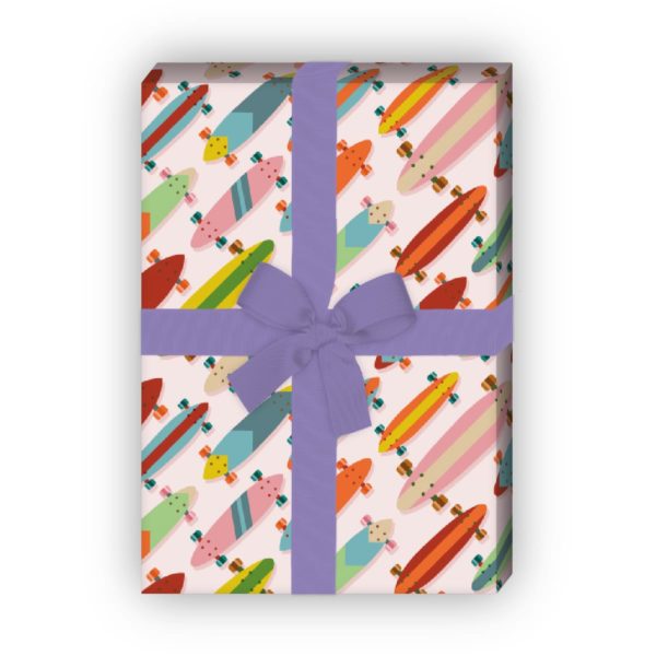 Kartenkaufrausch: Modernes Skater Geschenkpapier mit aus unserer Sport Papeterie in rosa