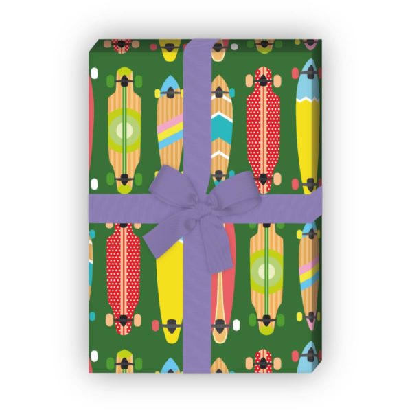 Kartenkaufrausch: Buntes Skater Geschenkpapier mit aus unserer Sport Papeterie in grün