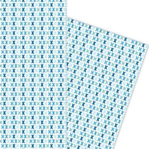 Das 1000 Küsse Geschenkpapier mit lauter kleinen x in blau