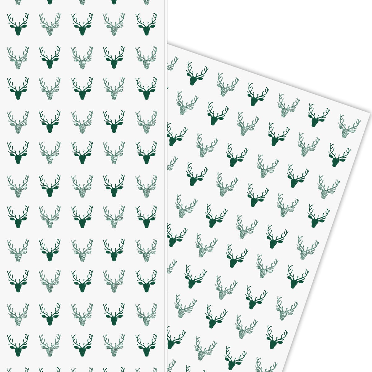 Cooles Hirsch Doodle Geschenkpapier grün kleines Muster