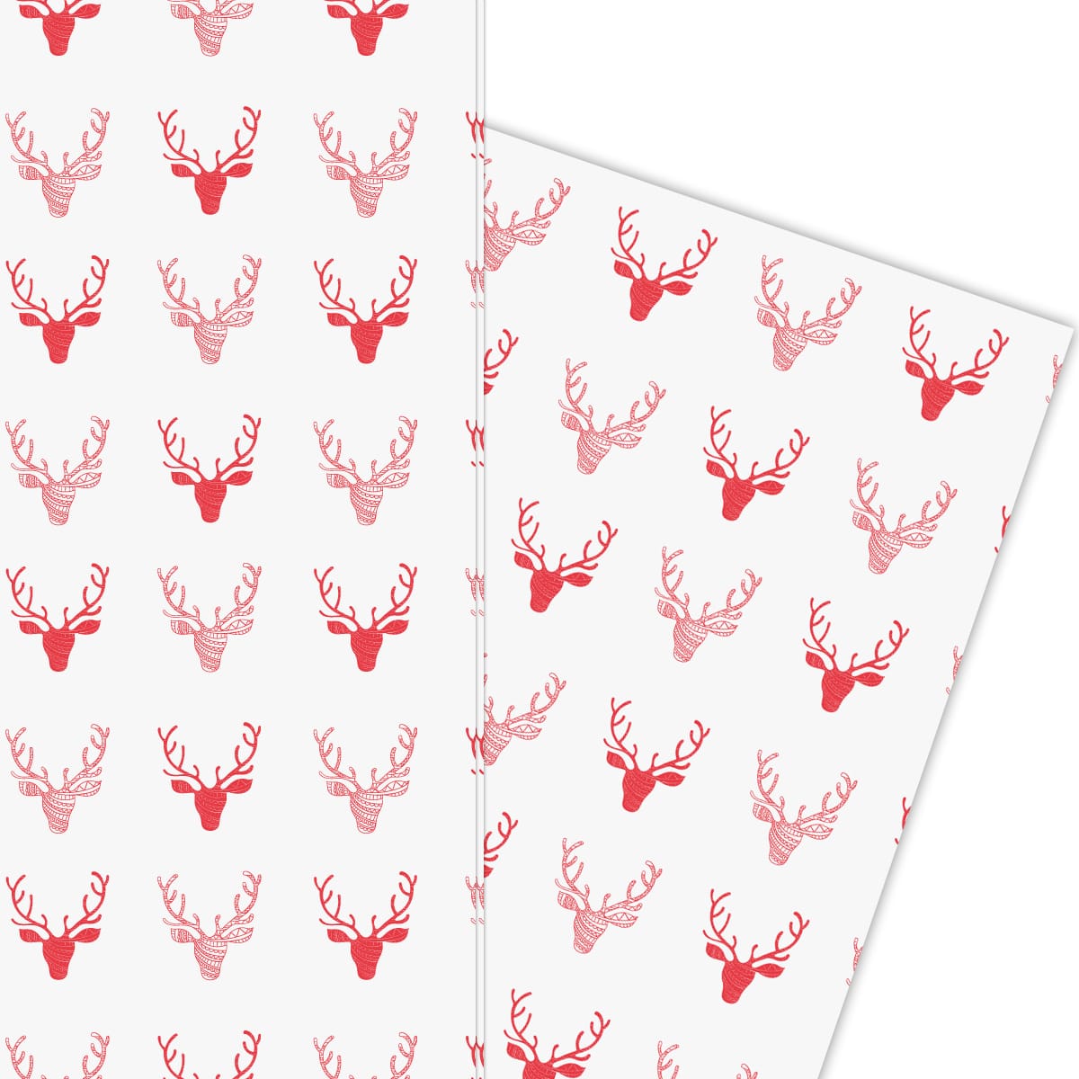 Cooles Hirsch Doodle Geschenkpapier rot großes Muster