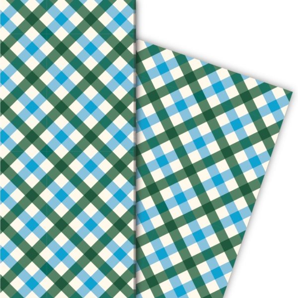 Kartenkaufrausch: Hübsches Tischdecken Karo Geschenkpapier aus unserer Design Papeterie in hellblau