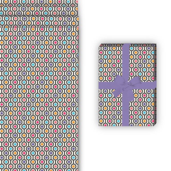 Geburtstags Geschenkverpackung: Cooles Retro Punkte Geschenkpapier von Kartenkaufrausch in pink