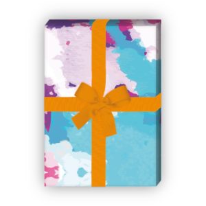Kartenkaufrausch: Cooles Wasserfarben Klecks Geschenkpapier aus unserer Design Papeterie in pink