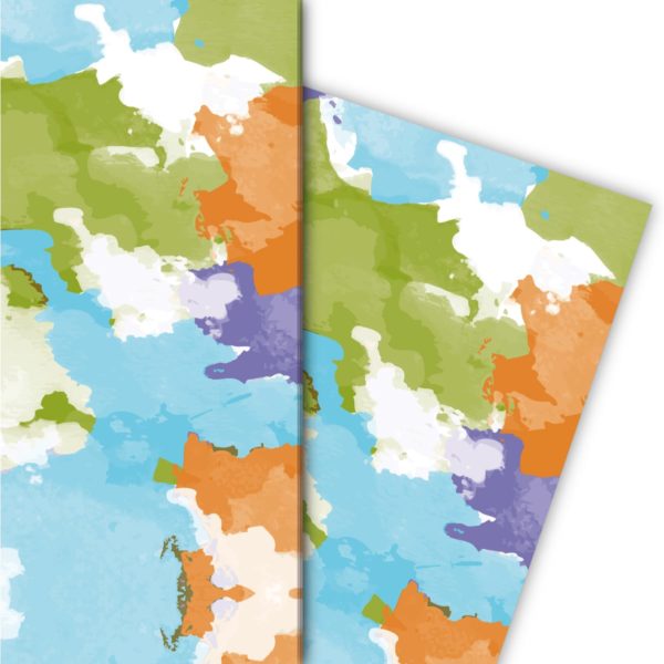Kartenkaufrausch: Cooles Wasserfarben Klecks Geschenkpapier aus unserer Design Papeterie in hellblau