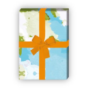 Kartenkaufrausch: Cooles Wasserfarben Klecks Geschenkpapier aus unserer Design Papeterie in hellblau