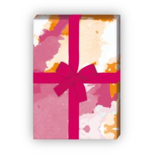Kartenkaufrausch: Cooles Wasserfarben Klecks Geschenkpapier aus unserer Design Papeterie in orange