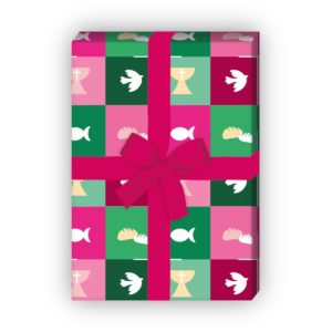 Kartenkaufrausch: Schönes Geschenkpapier mit christlichen aus unserer Firmungs Papeterie in rosa