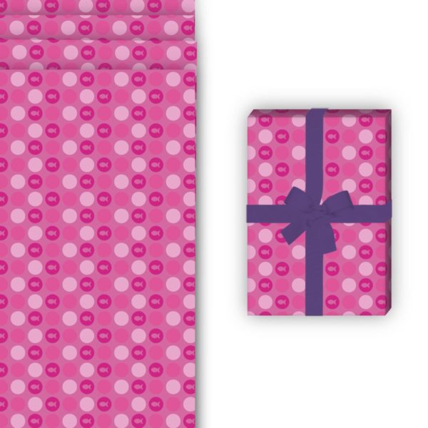 Firmungs Geschenkverpackung: Schönes Punkte Geschenkpapier mit von Kartenkaufrausch in rosa