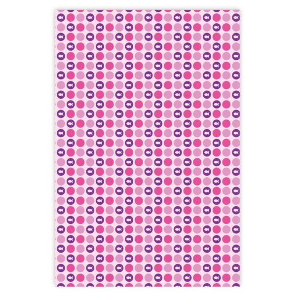 Schönes Punkte Geschenkpapier mit kleinen Fischen in lila rosa