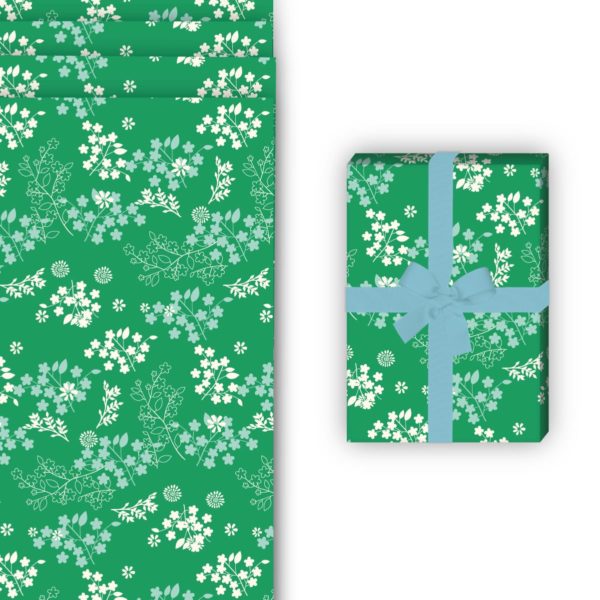 florale Geschenkverpackung: Zartes Geschenkpapier mit feinen von Kartenkaufrausch in grün