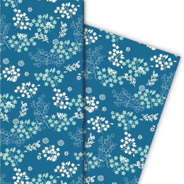 Kartenkaufrausch: Zartes Geschenkpapier mit feinen aus unserer florale Papeterie in blau