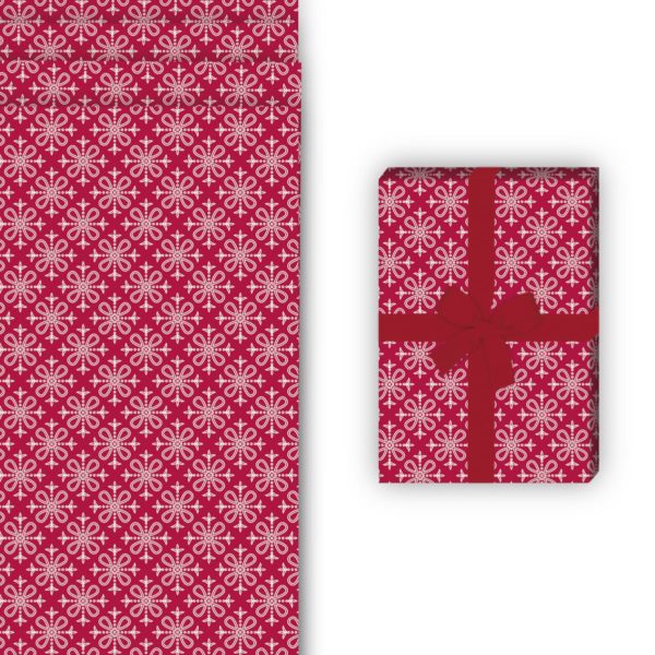 Weihnachts Geschenkverpackung: Grafisches Geschenkpapier mit klassischem von Kartenkaufrausch in rot